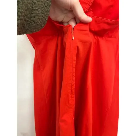 STAUD Teresa Square Neck Cross-Back Fit & Flare Midi Dress Stretch Cotton US10 - Picture 8 of 13